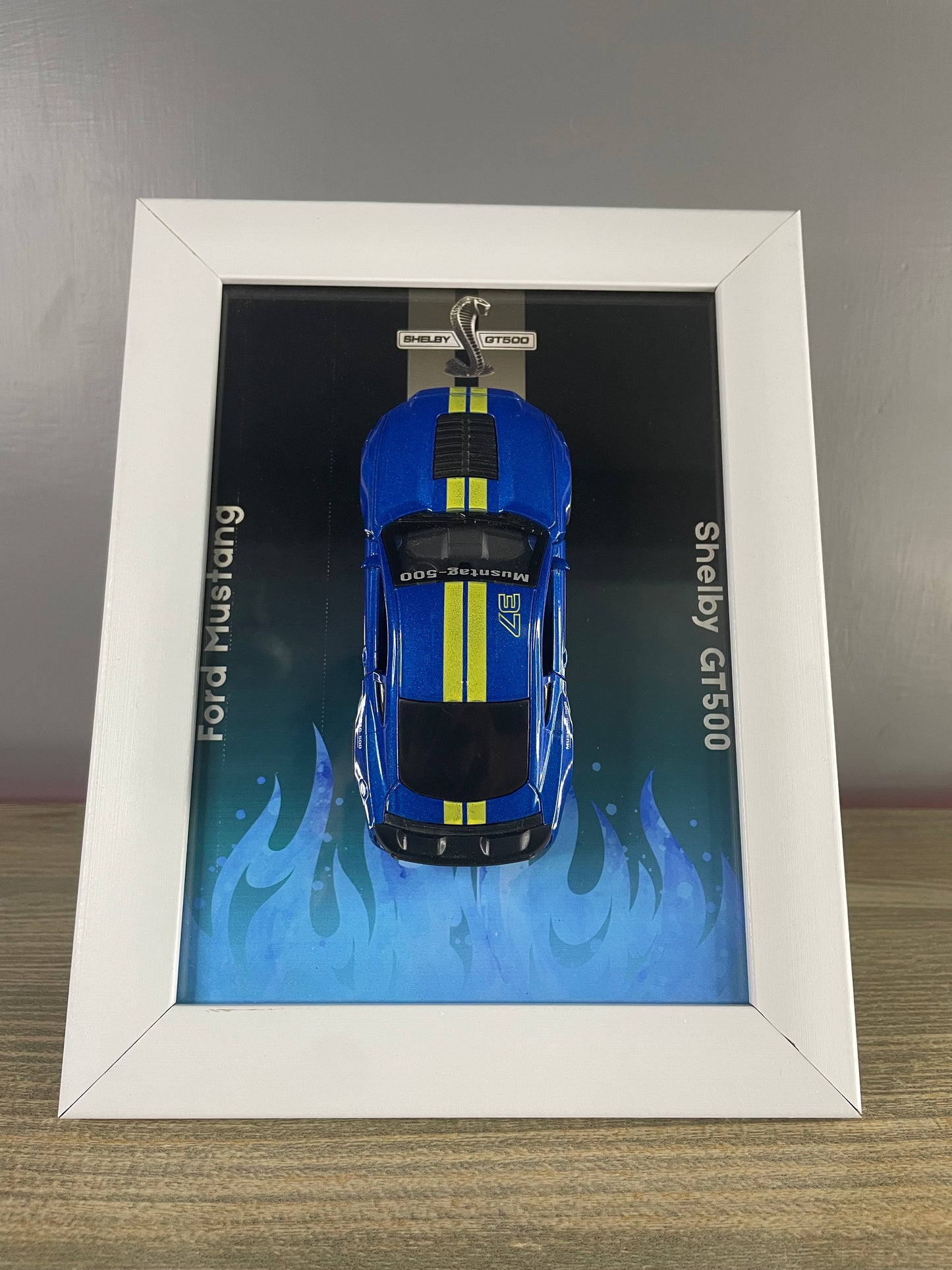 Ford Mustang GT500 - Car Scale 1:36 | 3D Diecast Frame | Cars Wall Art
