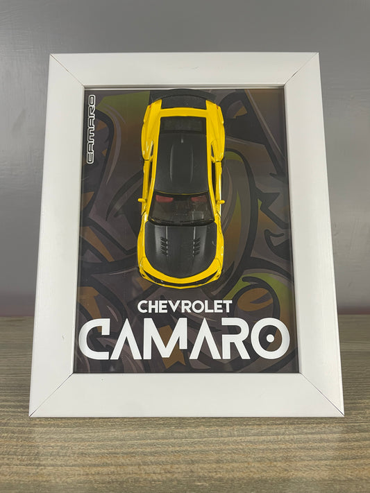 Chevrolet Camaro - Car Scale 1:36 | 3D Diecast Frame | Cars Wall Art