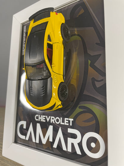 Chevrolet Camaro - Car Scale 1:36 | 3D Diecast Frame | Cars Wall Art
