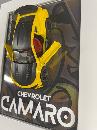 Chevrolet Camaro - Car Scale 1:36 | 3D Diecast Frame | Cars Wall Art