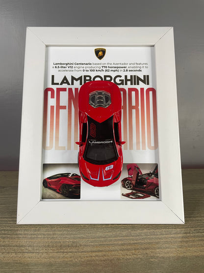 Lamborghini Centenario  - Car Scale 1:36 | 3D Diecast Frame | Cars Wall Art