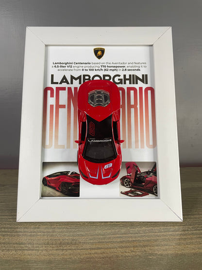 Lamborghini Centenario  - Car Scale 1:36 | 3D Diecast Frame | Cars Wall Art