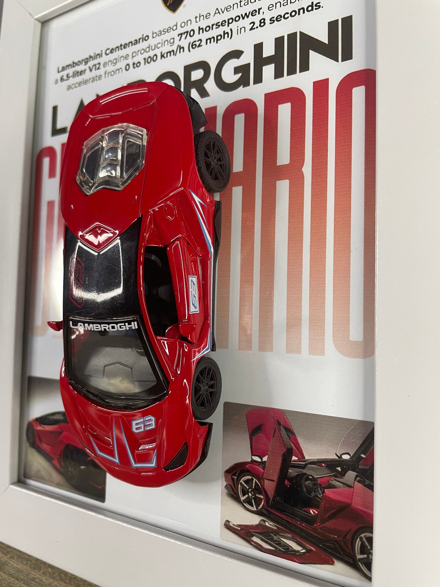 Lamborghini Centenario  - Car Scale 1:36 | 3D Diecast Frame | Cars Wall Art