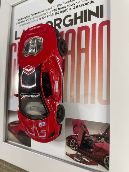 Lamborghini Centenario  - Car Scale 1:36 | 3D Diecast Frame | Cars Wall Art