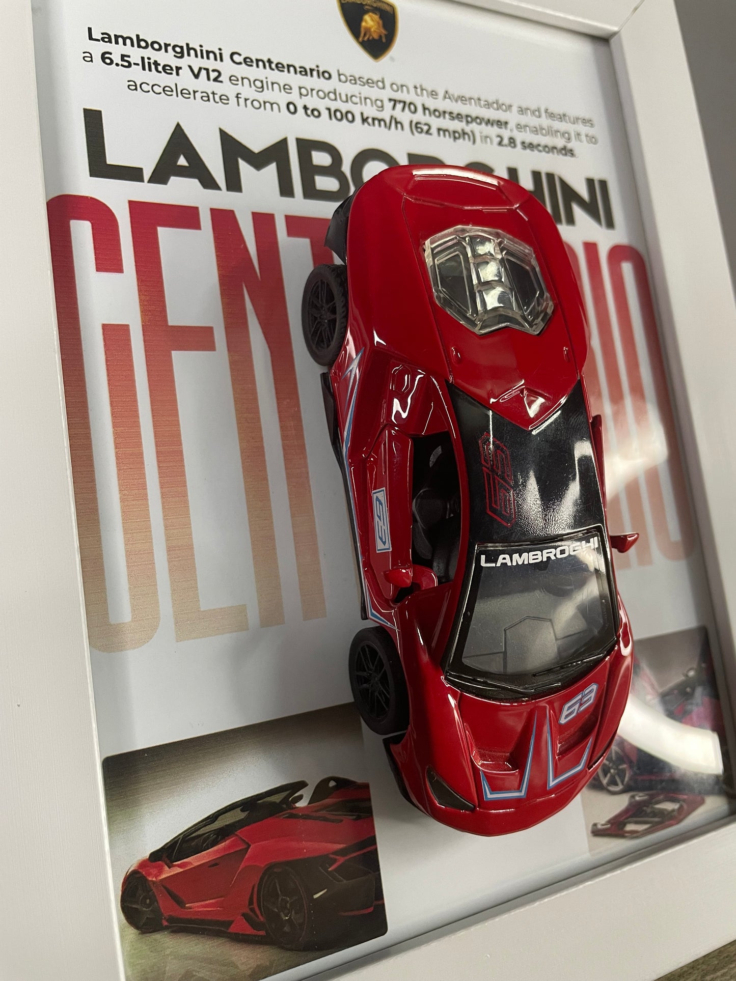 Lamborghini Centenario  - Car Scale 1:36 | 3D Diecast Frame | Cars Wall Art