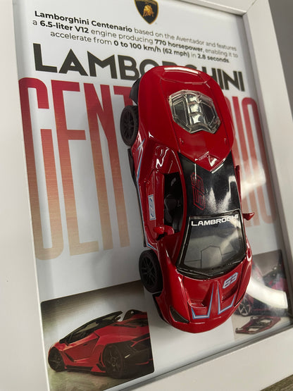 Lamborghini Centenario  - Car Scale 1:36 | 3D Diecast Frame | Cars Wall Art