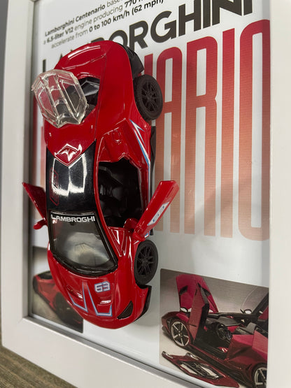 Lamborghini Centenario  - Car Scale 1:36 | 3D Diecast Frame | Cars Wall Art