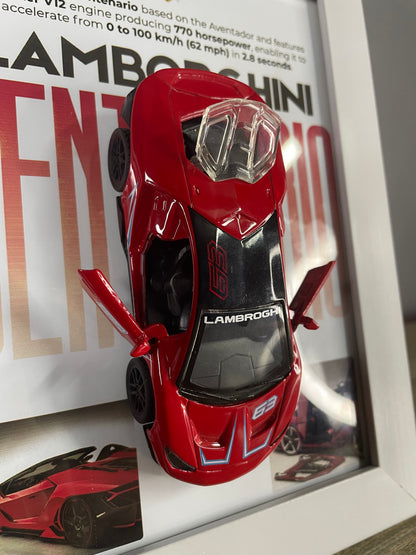 Lamborghini Centenario  - Car Scale 1:36 | 3D Diecast Frame | Cars Wall Art