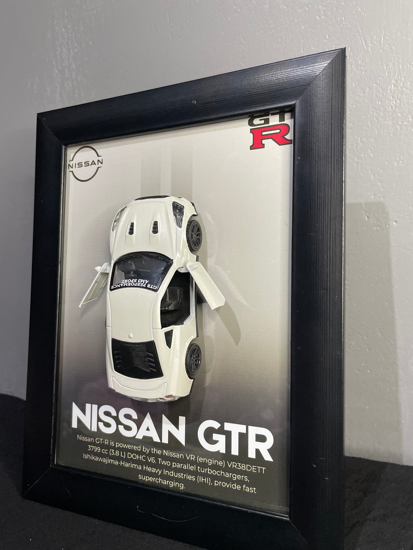 Nissan GT-R R35 - Car Scale 1:36 | 3D Diecast Frame | Cars Wall Art