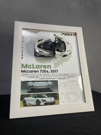 McLaren 720S | Kinsmart Official Licensed Model - Car Scale 1:36 | 3D Diecast Frame | Cars Wall Art