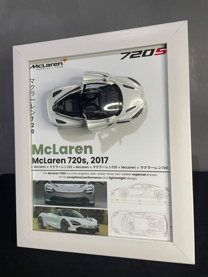 McLaren 720S | Kinsmart Official Licensed Model - Car Scale 1:36 | 3D Diecast Frame | Cars Wall Art