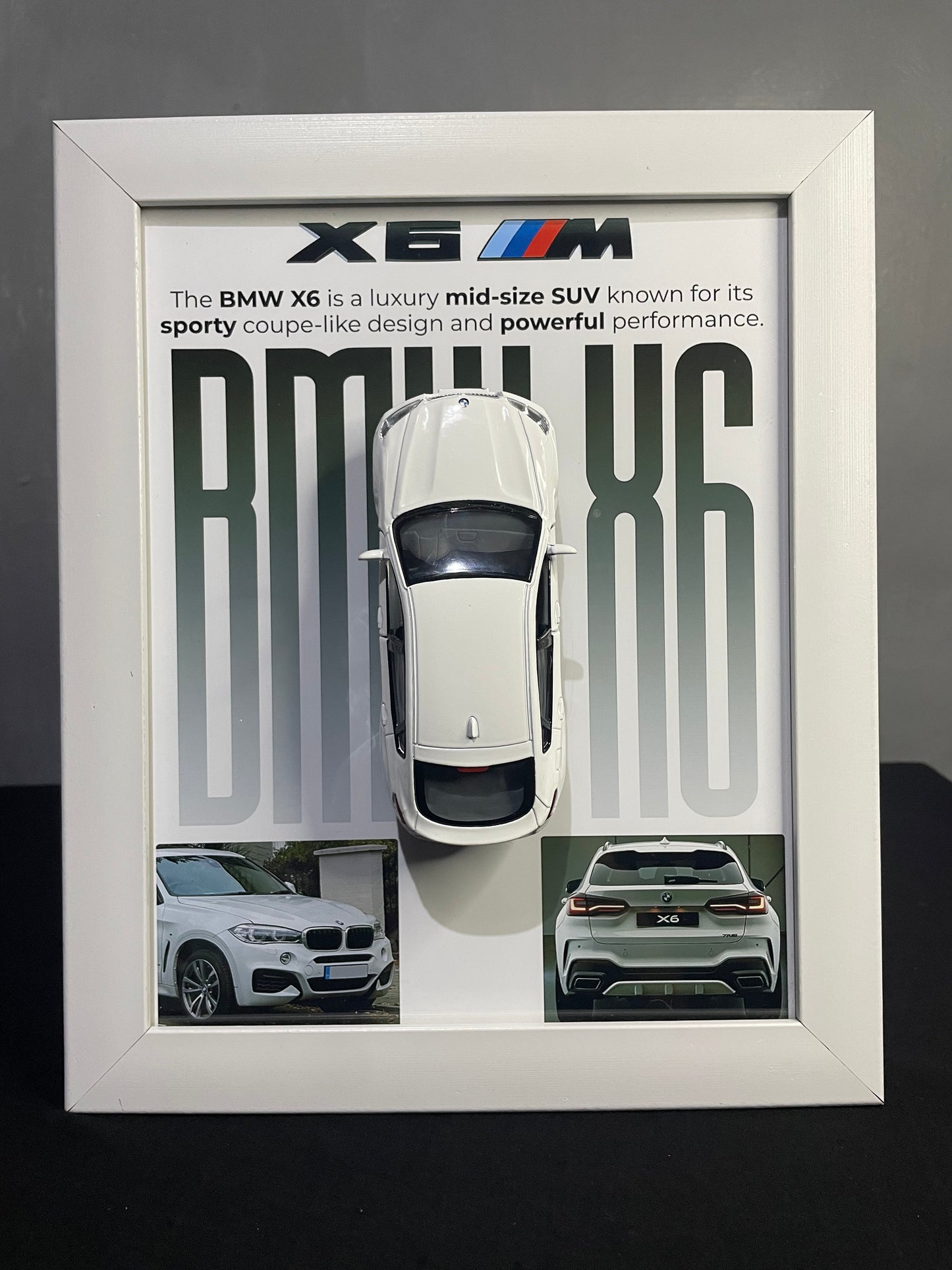 BMW X6 | Kinsmart Official Licensed Model - Car Scale 1:36 | 3D Diecast Frame | Cars Wall Art