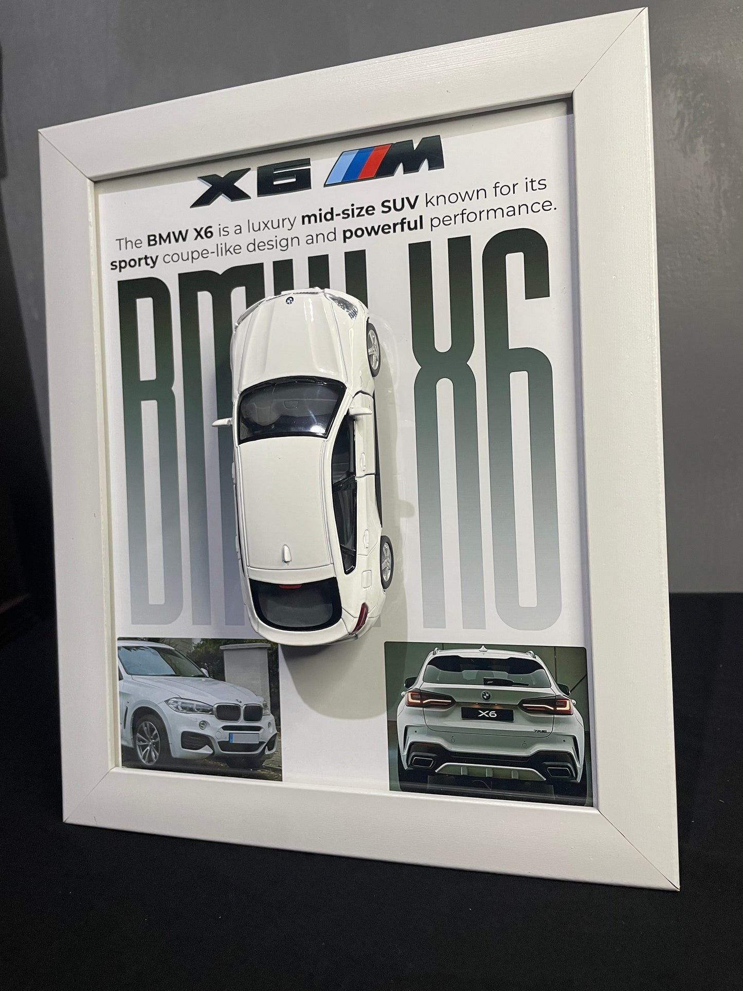 BMW X6 | Kinsmart Official Licensed Model - Car Scale 1:36 | 3D Diecast Frame | Cars Wall Art