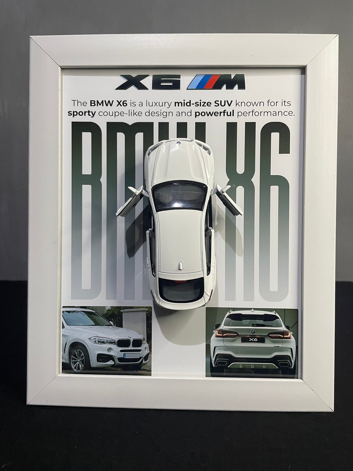 BMW X6 | Kinsmart Official Licensed Model - Car Scale 1:36 | 3D Diecast Frame | Cars Wall Art