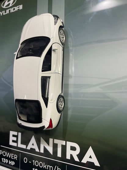 Hyundai Elantra | Kinsmart Official Licensed Model - Car Scale 1:36 | 3D Diecast Frame | Cars Wall Art