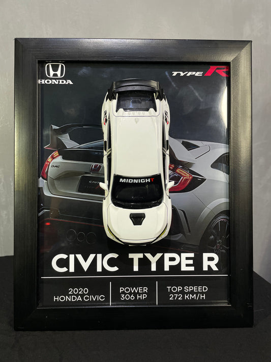 Civic Type R | Car Scale 1:32 | 3D Diecast Frame | Cars Wall Art