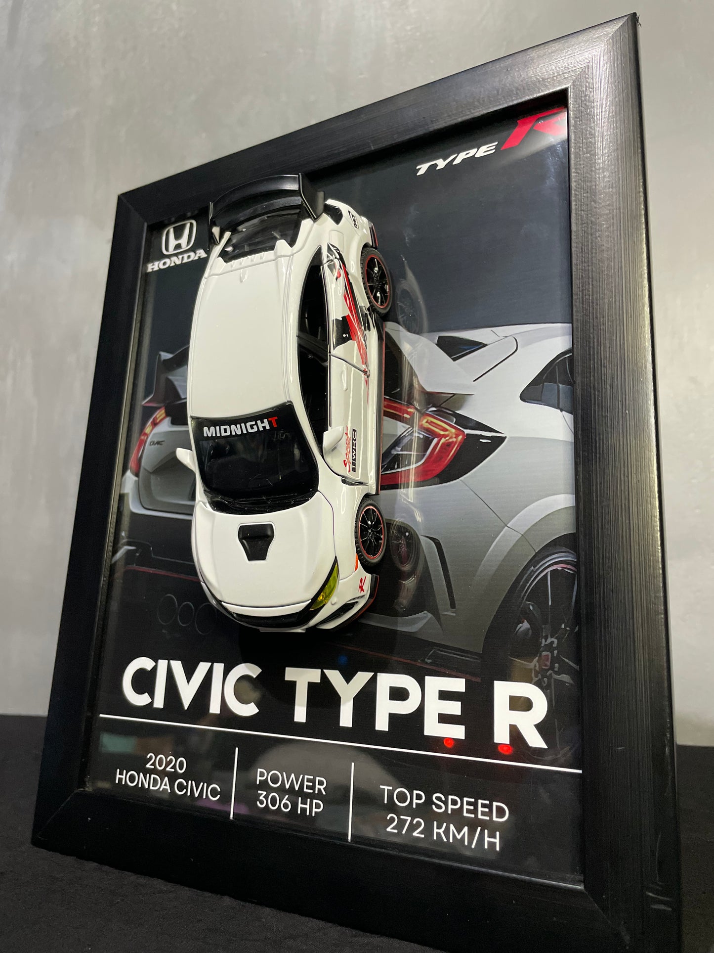 Civic Type R | Car Scale 1:32 | 3D Diecast Frame | Cars Wall Art