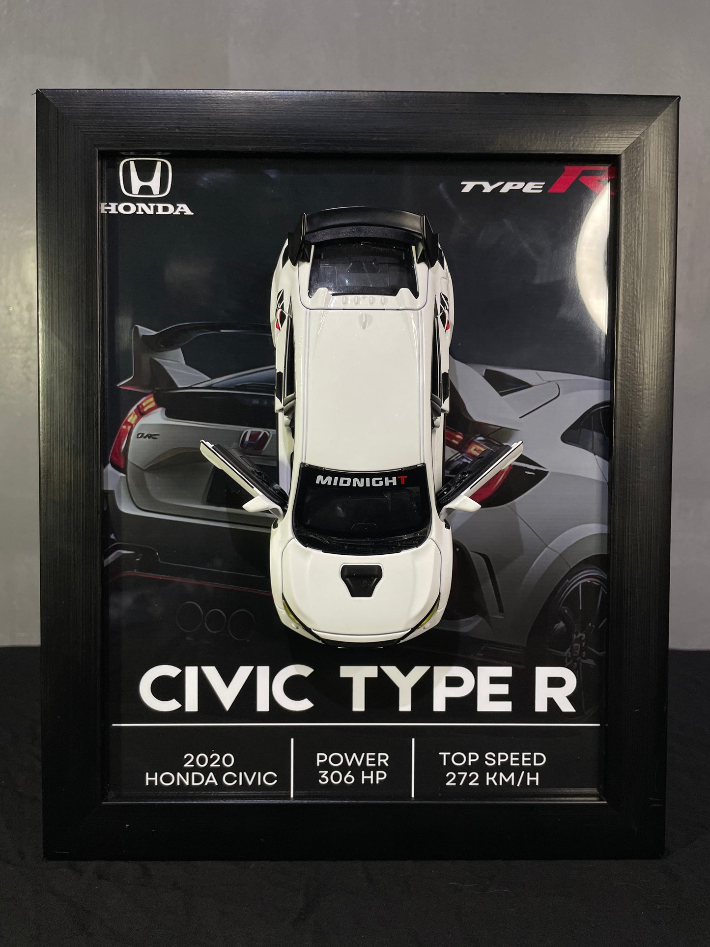 Civic Type R | Car Scale 1:32 | 3D Diecast Frame | Cars Wall Art