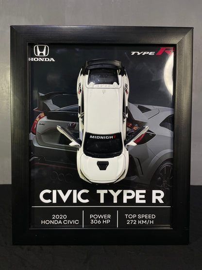 Civic Type R | Car Scale 1:32 | 3D Diecast Frame | Cars Wall Art