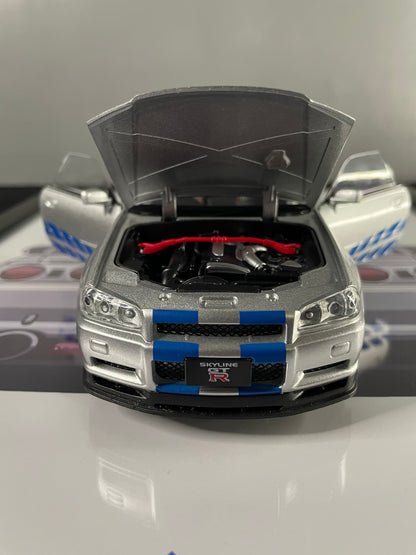 Nissan Skyline GT-R R34 | Car Scale 1:24 | 3D Diecast Frame | Cars Wall Art