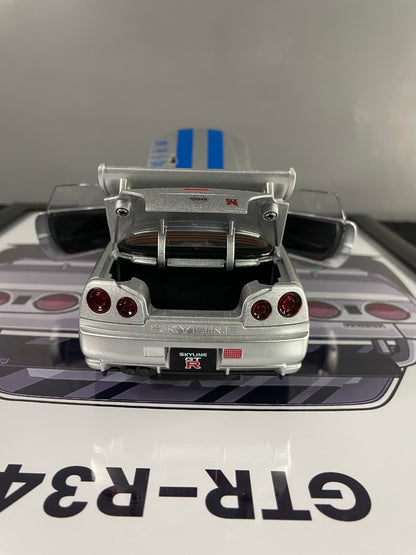 Nissan Skyline GT-R R34 | Car Scale 1:24 | 3D Diecast Frame | Cars Wall Art
