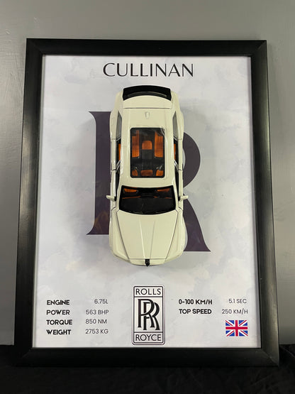 Rolls-Royce Cullinan | Car Scale 1:18 | 3D Diecast Frame | Cars Wall Art