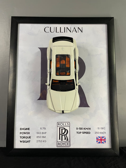 Rolls-Royce Cullinan | Car Scale 1:18 | 3D Diecast Frame | Cars Wall Art