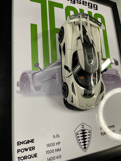 Koenigsegg Jesko | Car Scale 1:24 | 3D Diecast Frame | Cars Wall Art