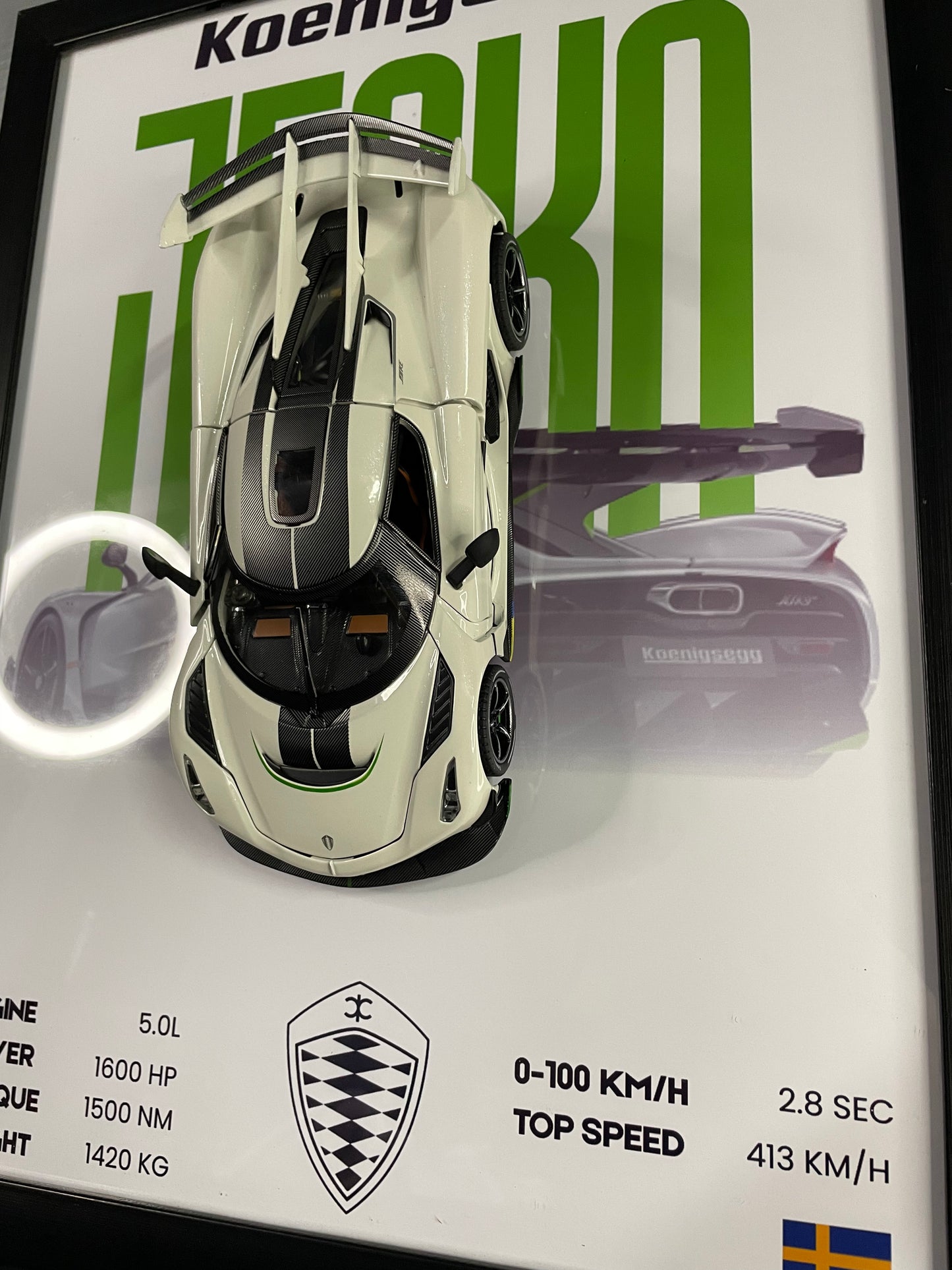 Koenigsegg Jesko | Car Scale 1:24 | 3D Diecast Frame | Cars Wall Art