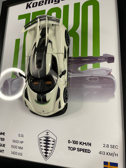 Koenigsegg Jesko | Car Scale 1:24 | 3D Diecast Frame | Cars Wall Art