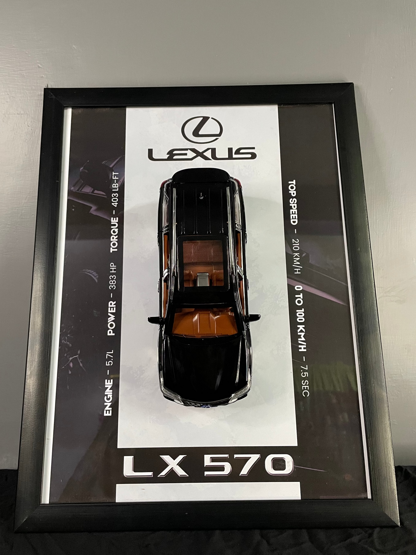 Lexus LX 570 | Car Scale 1:24 | 3D Diecast Frame | Cars Wall Art