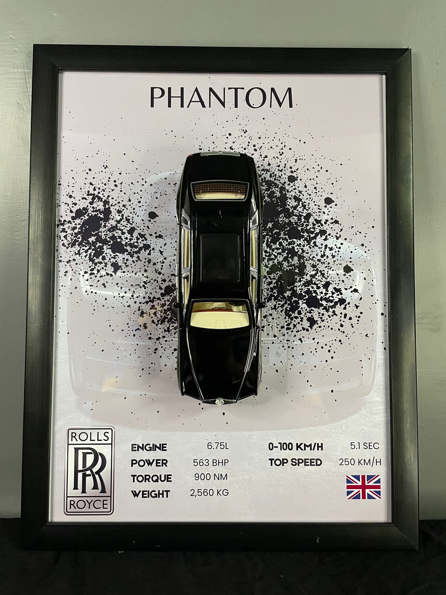 Rolls-Royce Phantom | Car Scale 1:24 | 3D Diecast Frame | Cars Wall Art