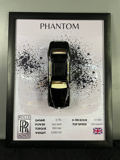 Rolls-Royce Phantom | Car Scale 1:24 | 3D Diecast Frame | Cars Wall Art