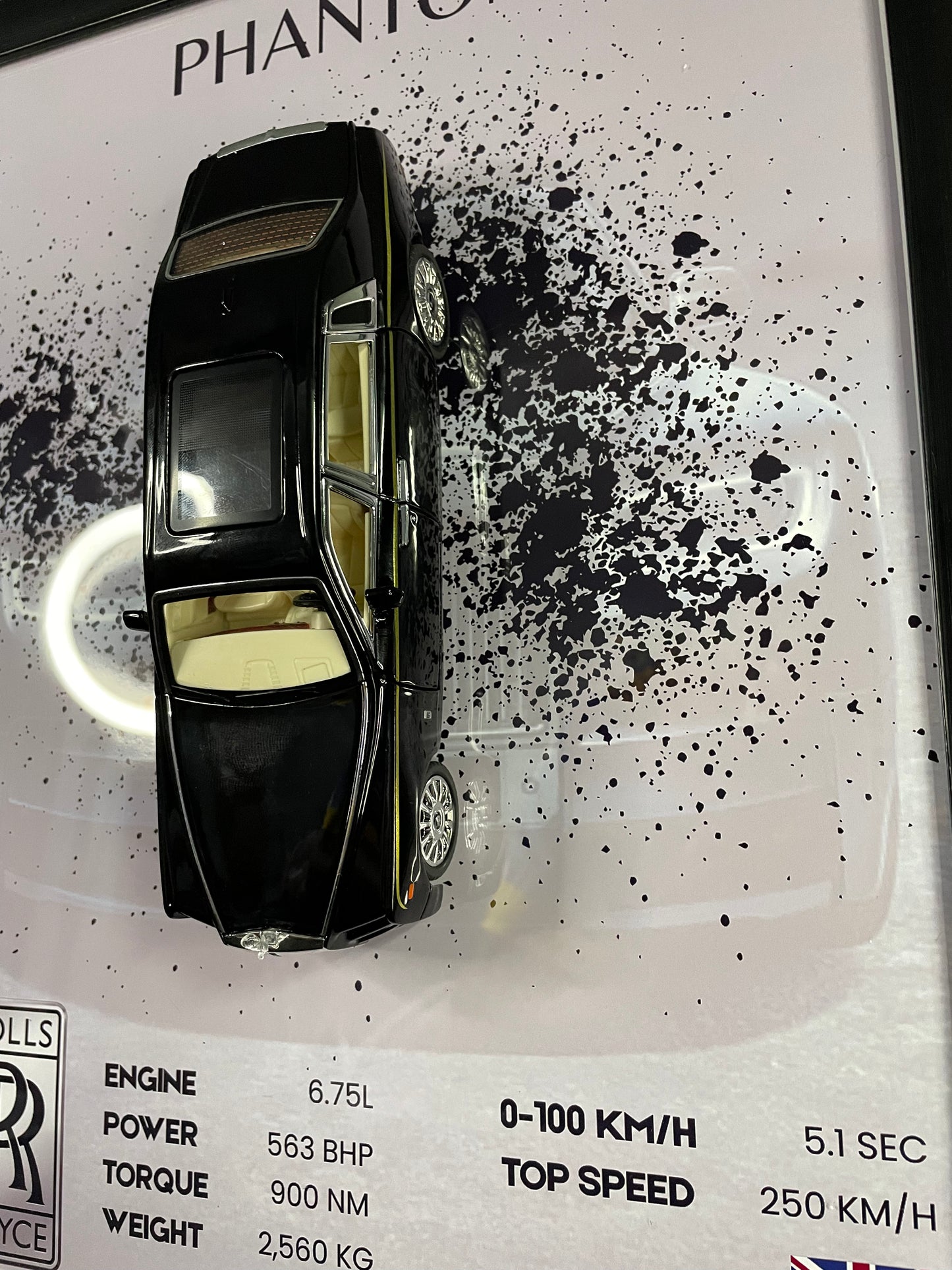 Rolls-Royce Phantom | Car Scale 1:24 | 3D Diecast Frame | Cars Wall Art