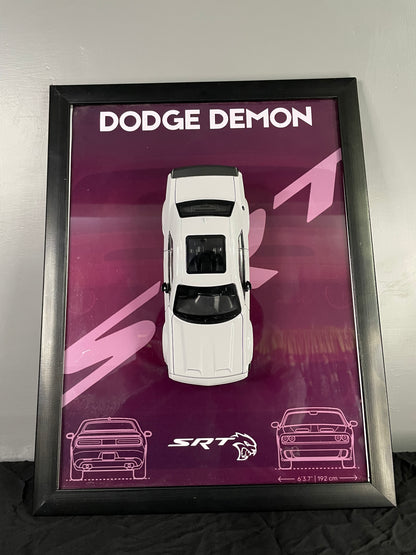 Dodge Challenger SRT Demon | Car Scale 1:24 | 3D Diecast Frame | Cars Wall Art