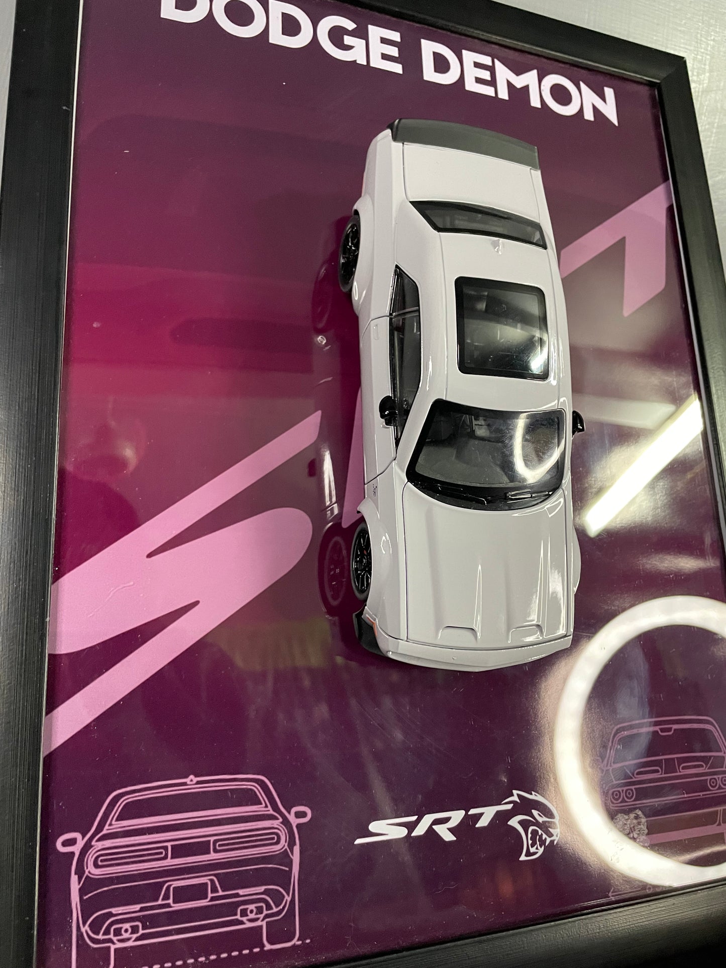 Dodge Challenger SRT Demon | Car Scale 1:24 | 3D Diecast Frame | Cars Wall Art