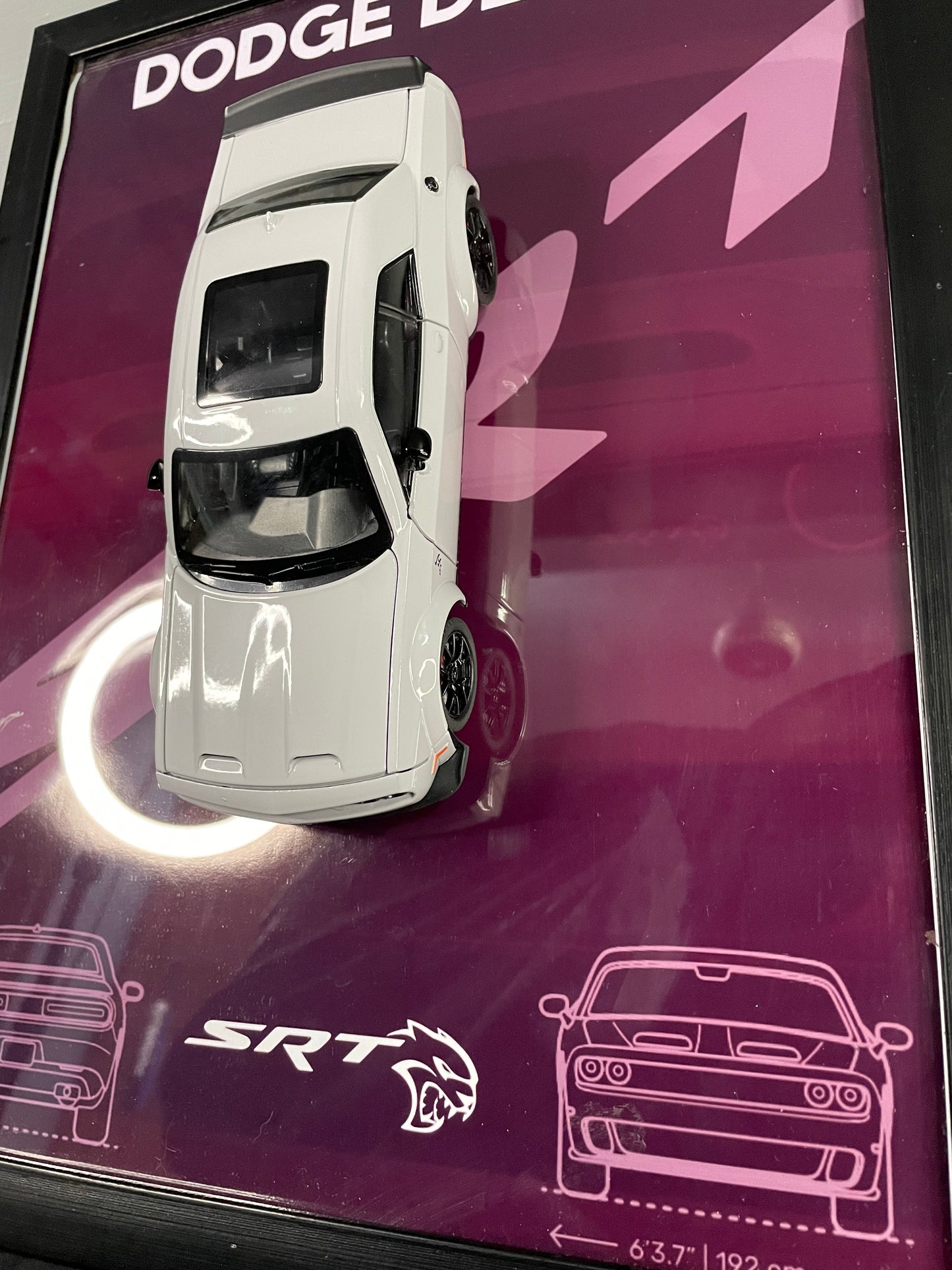 Dodge Challenger SRT Demon | Car Scale 1:24 | 3D Diecast Frame | Cars Wall Art