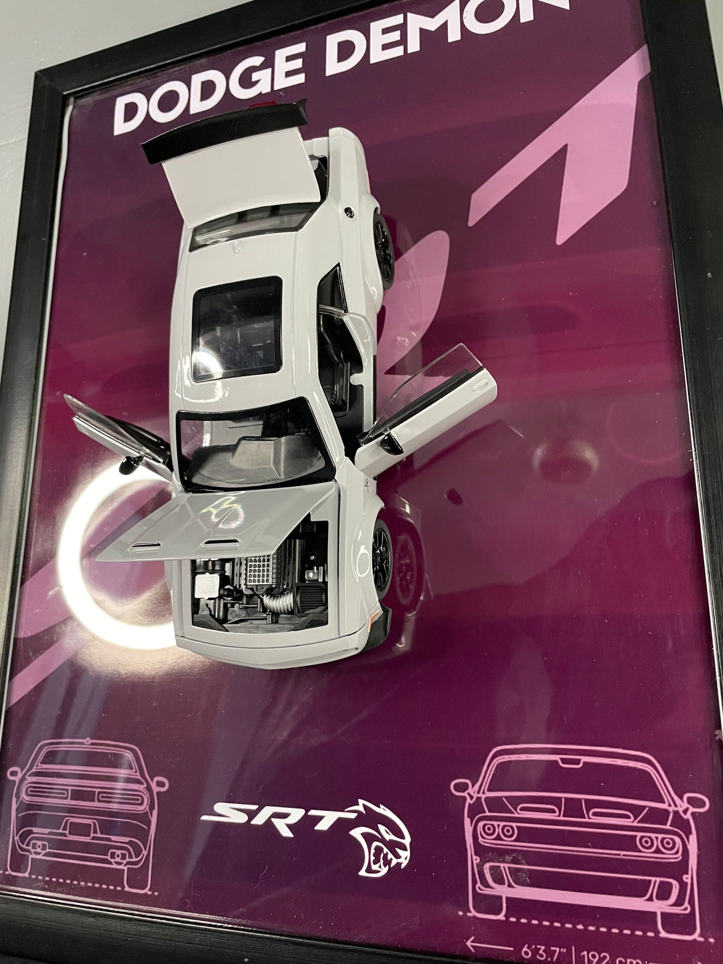 Dodge Challenger SRT Demon | Car Scale 1:24 | 3D Diecast Frame | Cars Wall Art