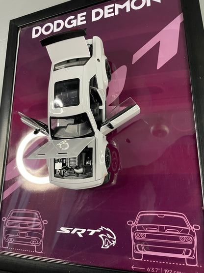 Dodge Challenger SRT Demon | Car Scale 1:24 | 3D Diecast Frame | Cars Wall Art