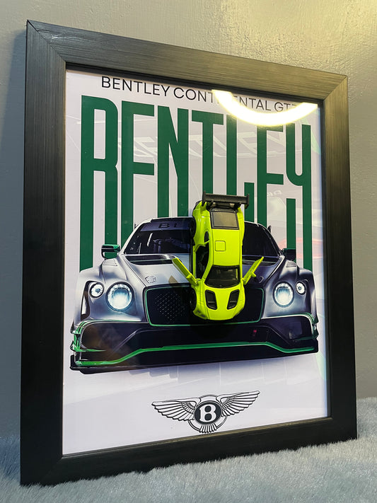 Bentley Continental GT3 | Car Scale 1:43 | 3D Diecast Frame | Cars Wall Art
