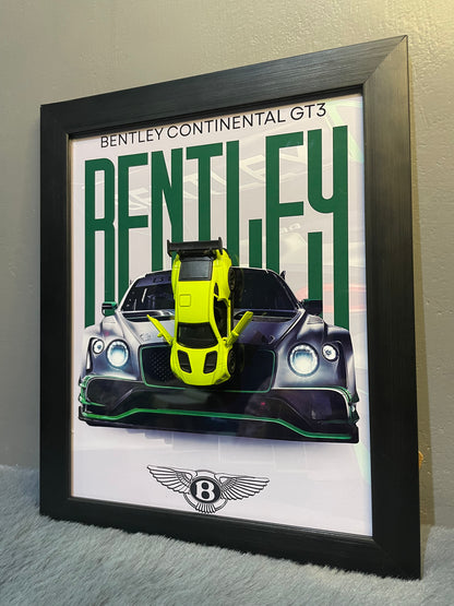 Bentley Continental GT3 | Car Scale 1:43 | 3D Diecast Frame | Cars Wall Art