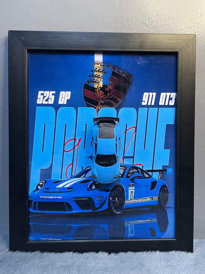 Porsche 911 GT3 | Car Scale 1:43 | 3D Diecast Frame | Cars Wall Art