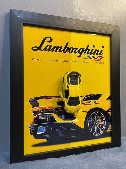 Lamborghini Aventador | Car Scale 1:43 | 3D Diecast Frame | Cars Wall Art