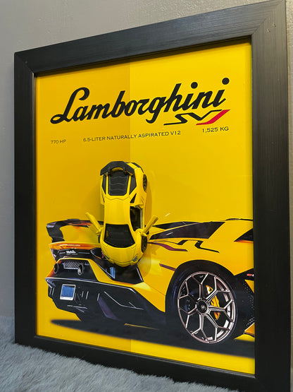 Lamborghini Aventador | Car Scale 1:43 | 3D Diecast Frame | Cars Wall Art