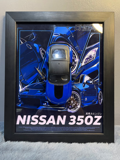 Nissan 350Z | Car Scale 1:36 | Kinsmart Licensed Model |3D Diecast Frame | Cars Wall Art