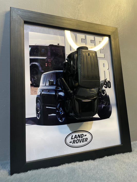 Range Rover Defender | Car Scale 1:36 | Kinsmart Licensed Model |3D Diecast Frame | Cars Wall Art