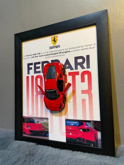 Ferrari 488 GT3 | Car Scale 1:36 | 3D Diecast Frame | Cars Wall Art