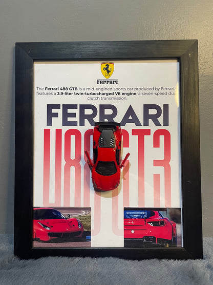 Ferrari 488 GT3 | Car Scale 1:43 | 3D Diecast Frame | Cars Wall Art