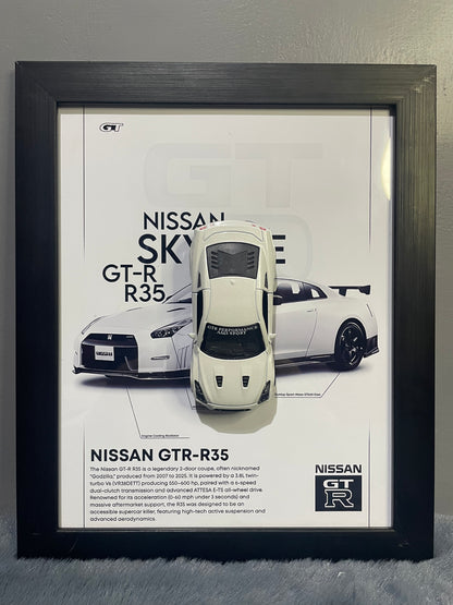 Nissan GTR R-35 | Kinsmart Official Licensed Model - Car Scale 1:36 | 3D Diecast Frame | Cars Wall Art