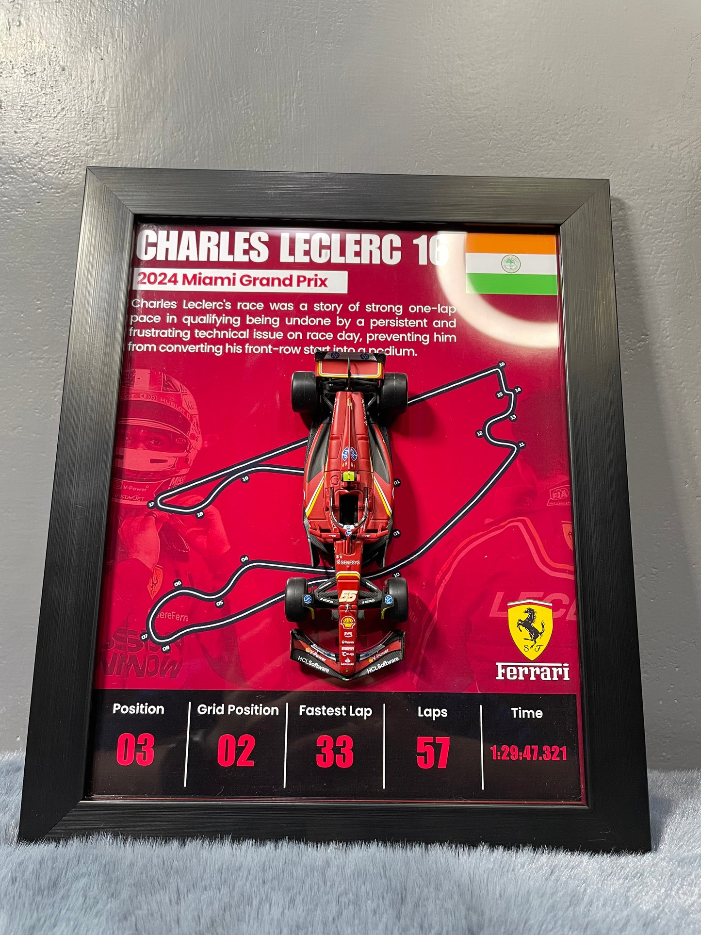 F1 - Ferrari | Official Licensed Model - Car Scale 1:43 | 3D Diecast Frame | Cars Wall Art